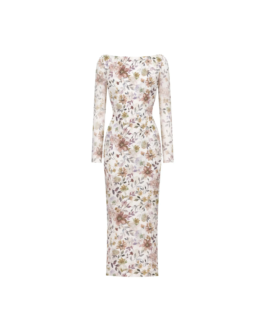 Netty midi, milky mesh midi dress with multicolor floral print