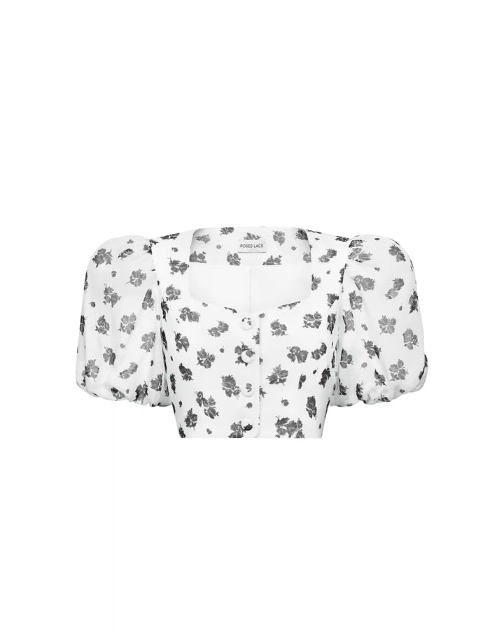Chanelle, top made of ivory chiffon with a floral print