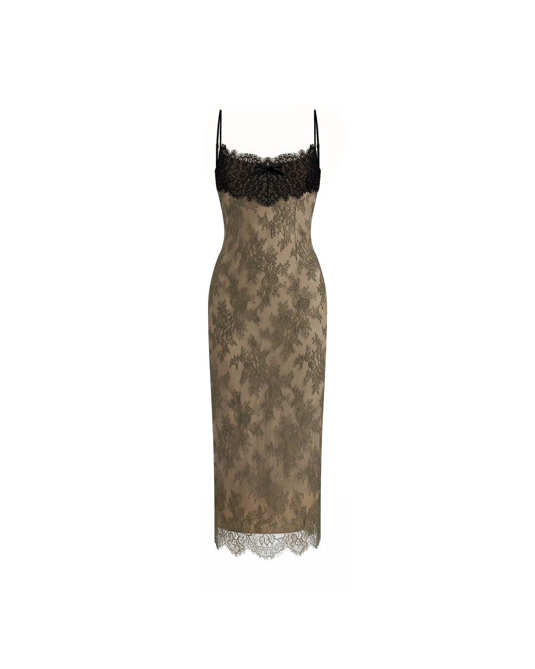 Andreana midi, khaki lace midi dress