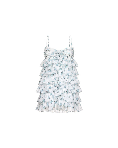 Willow mini, milky chiffon mini dress with a floral print