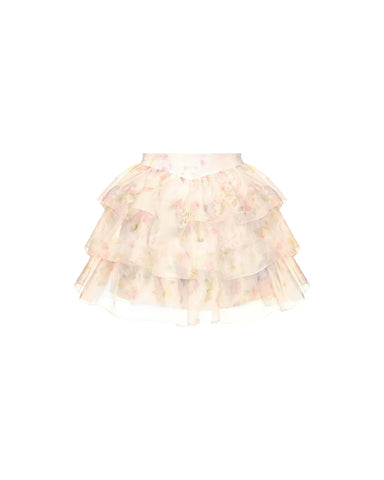 Betty mini, mini skirt made of milk organza with a large floral print
