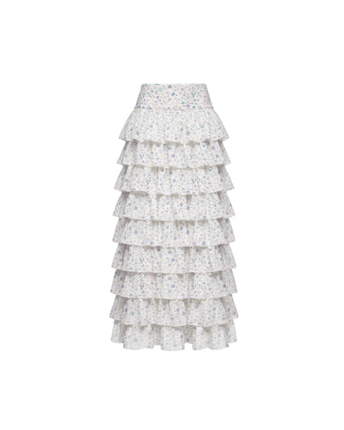 Carmelita midi, milky chiffon midi skirt with a floral print