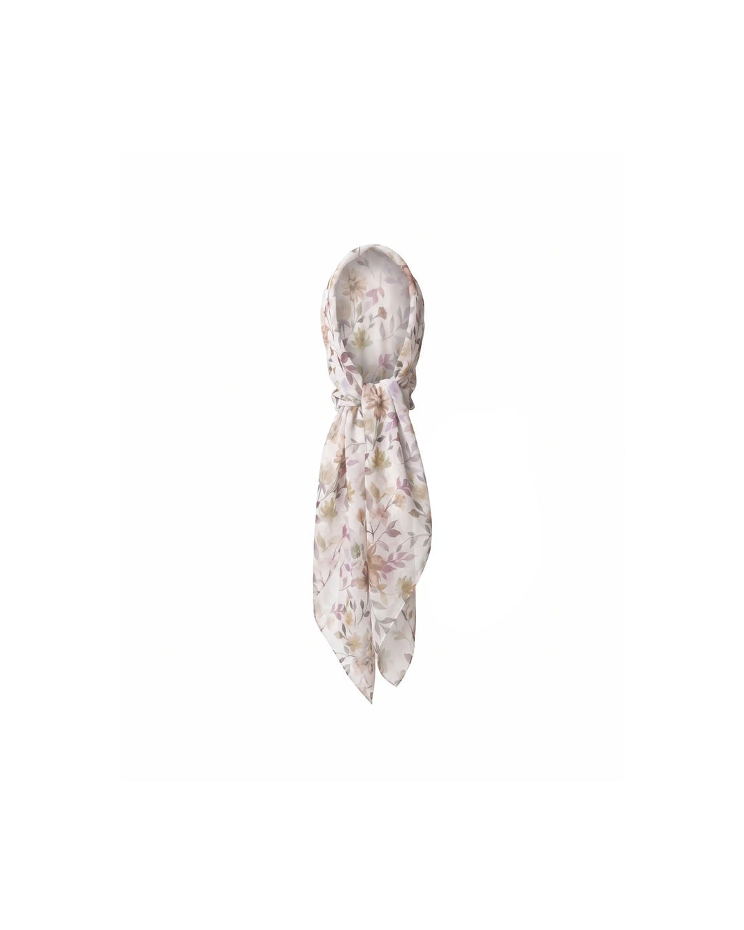 Leticia, beige chiffon headscarf with chocolate flowers