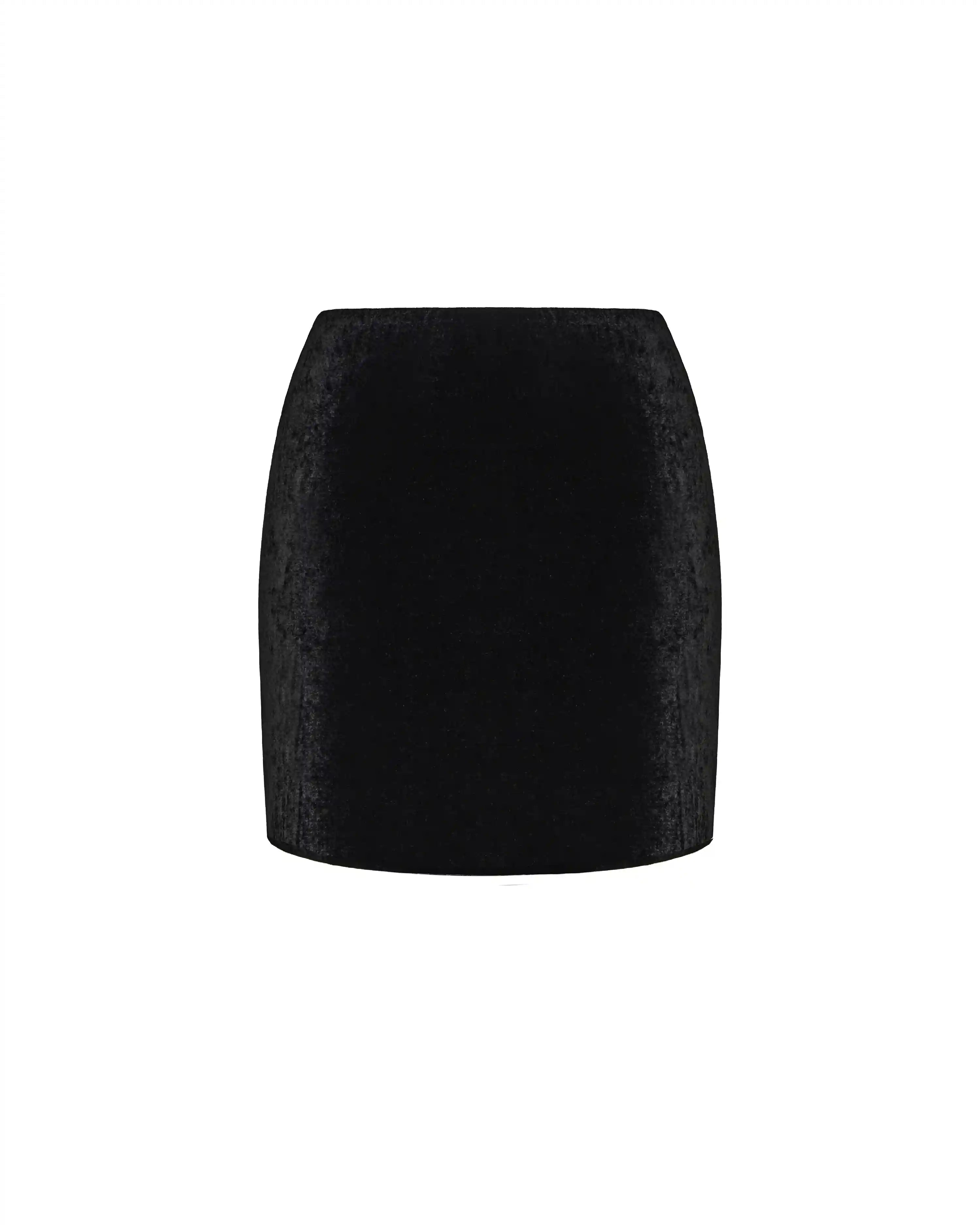 Mona no frill, mini skirt made of black velvet