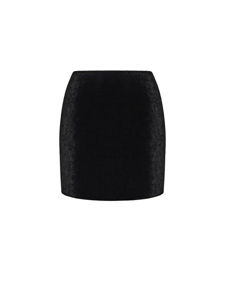 Mona no frill, mini skirt made of black velvet