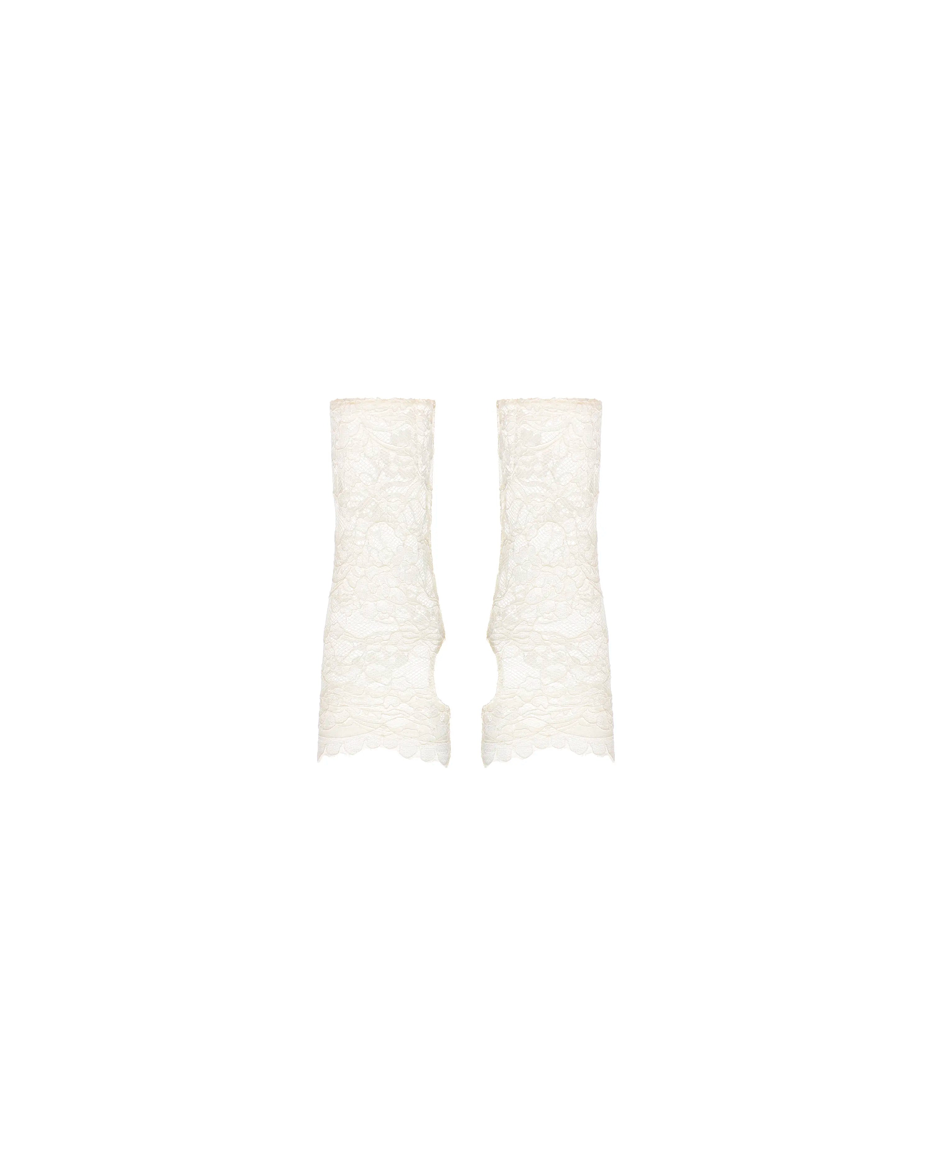 Liza, ivory lace mittens