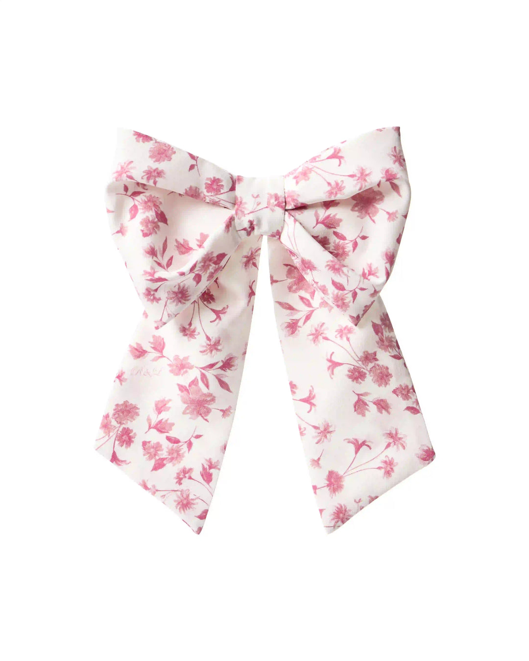 Mirella, hairclip bow made of ivory crepe de chine with small light pink flowers