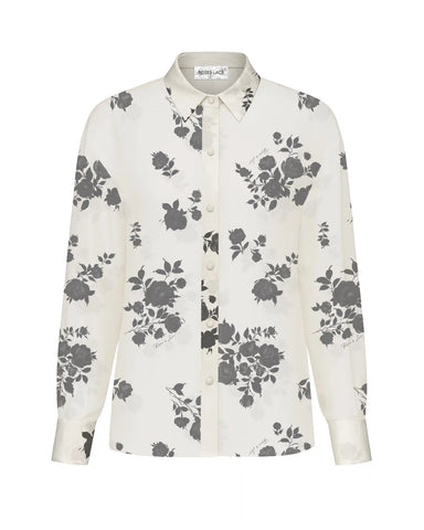 Harper, shirt made of ivory chiffon with floral print