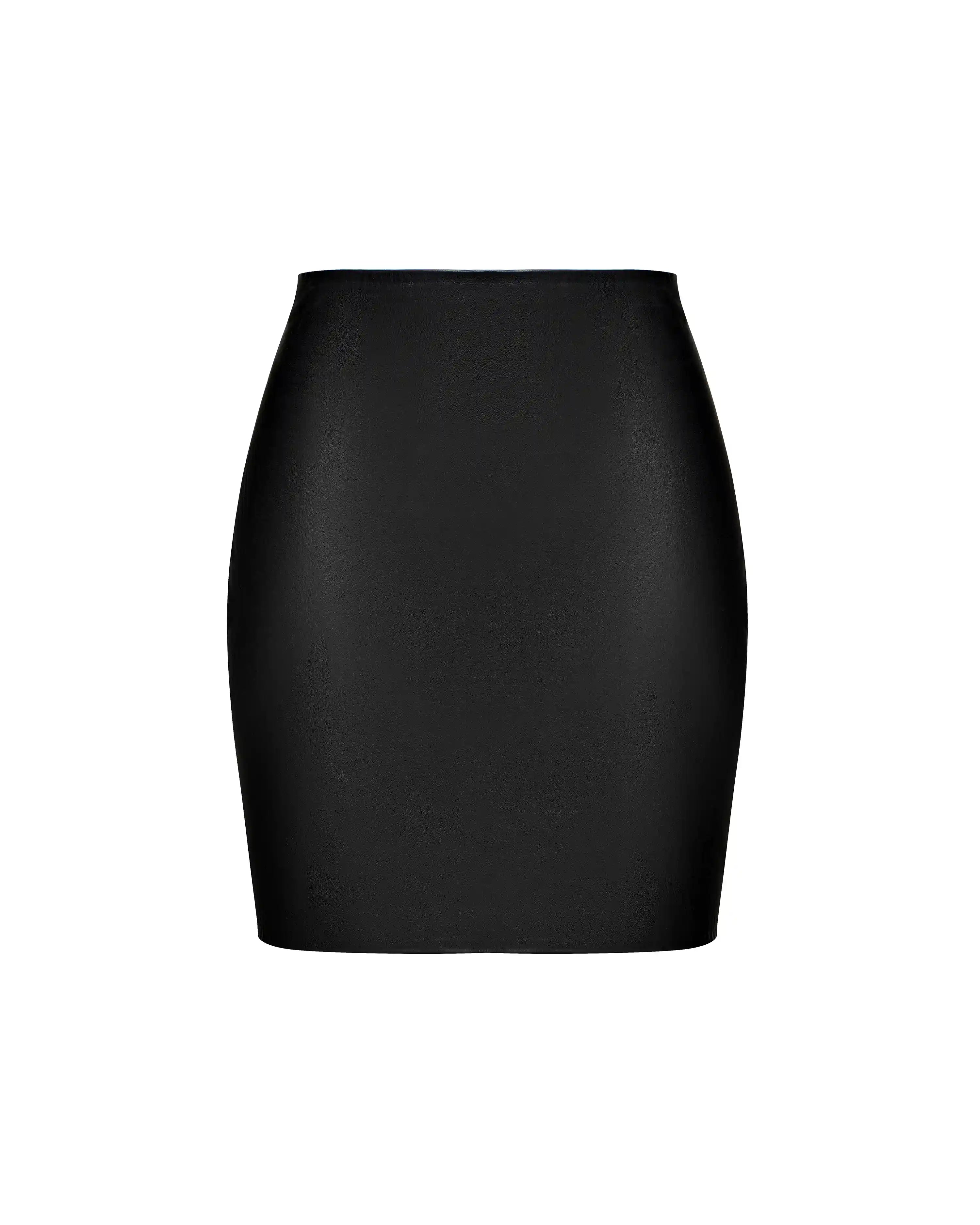 Mona no frill, mini skirt made of black genuine leather