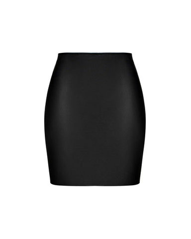 Mona no frill, mini skirt made of black genuine leather