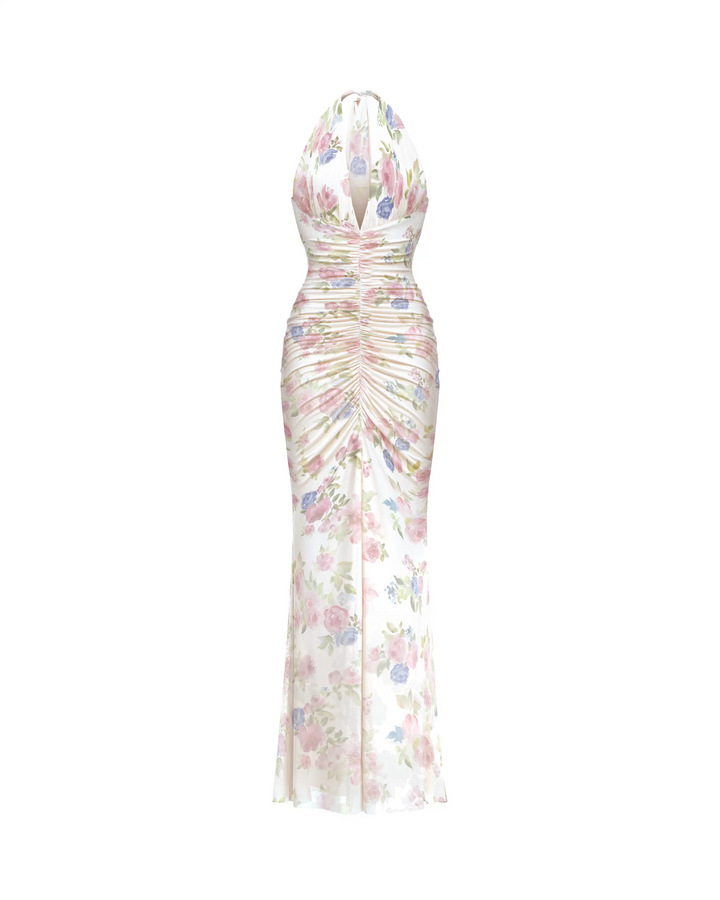 Luna maxi, maxi dress made of milk mesh with a large floral print