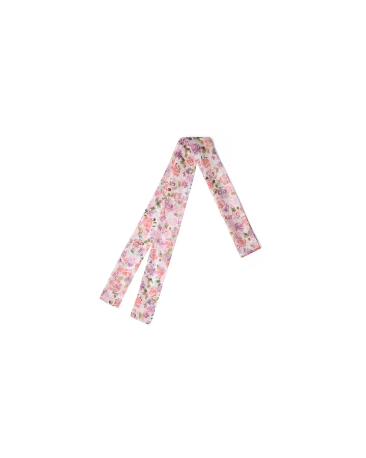 Luana, ribbon in milk chiffon with a floral print