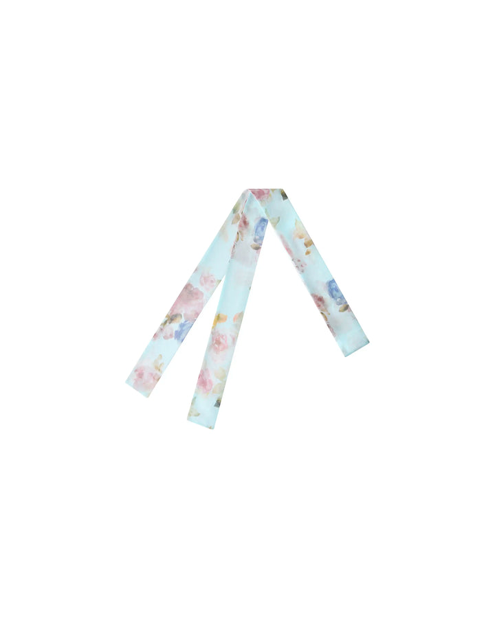 Luana, blue chiffon ribbon with a floral print