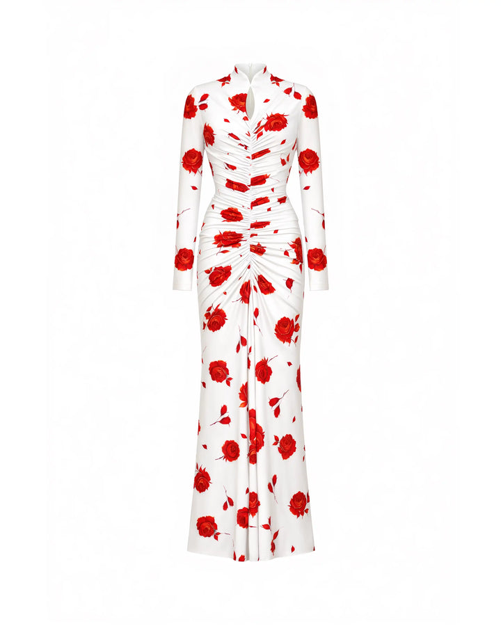 Madiya maxi, milky biflex maxi dress with long sleeves and a floral print