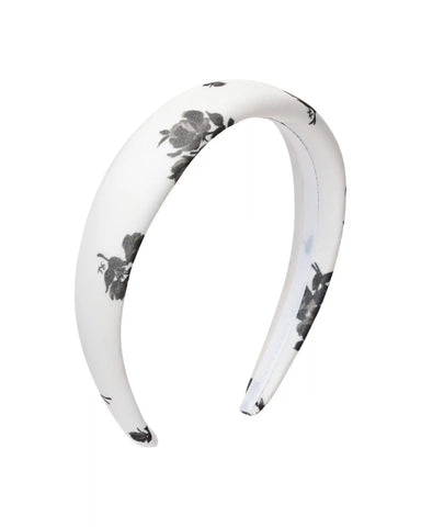 Noemi, children's headband made of ivory chiffon with floral print