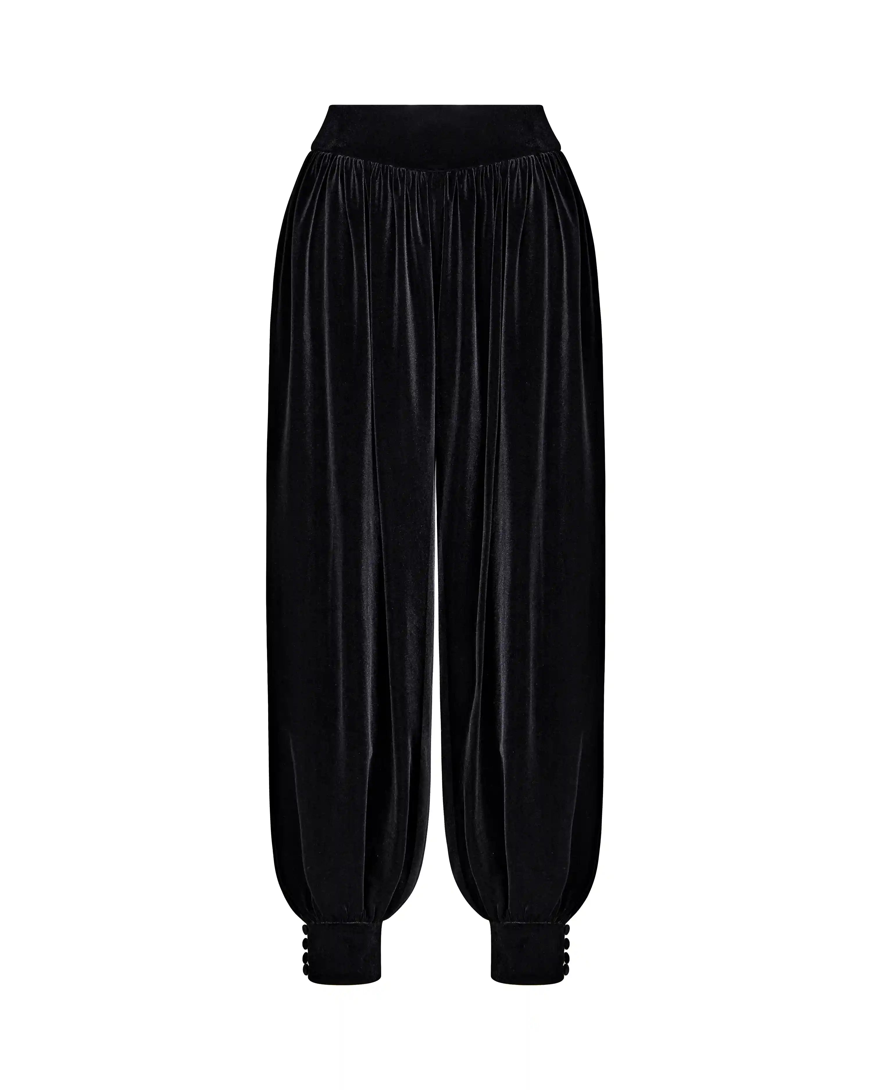 Evie, trousers made of black velvet