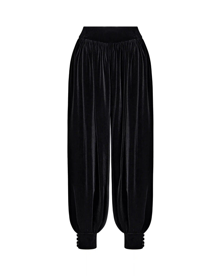 Evie, trousers made of black velvet