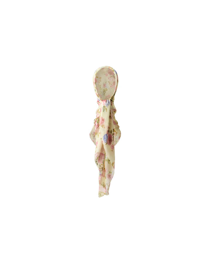 Leticia, scarf in pale yellow chiffon with a floral print