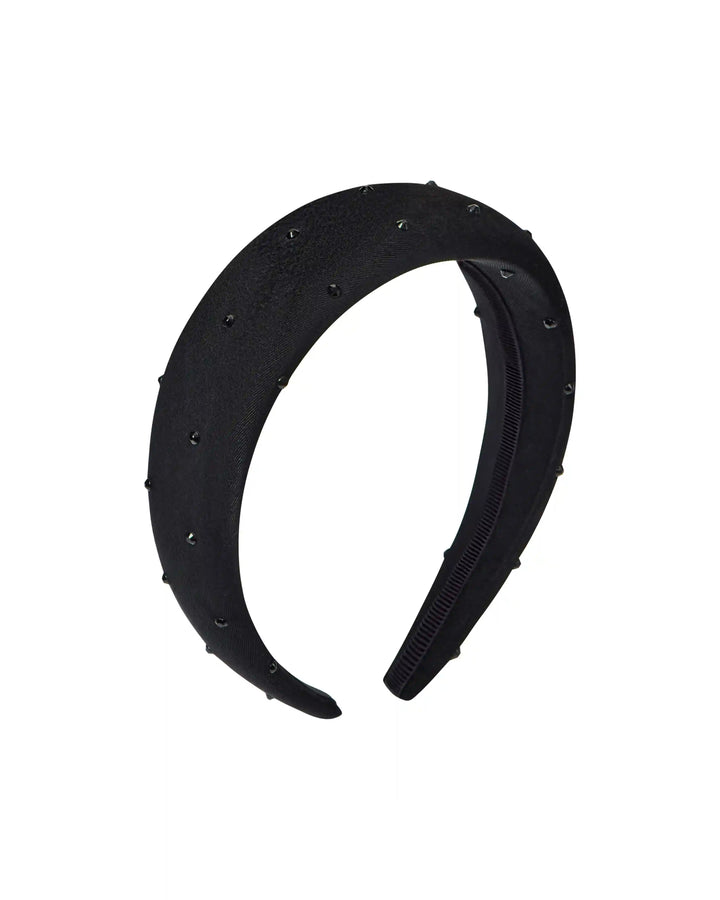 Noelia, headband made of black rayon with rhrinestones