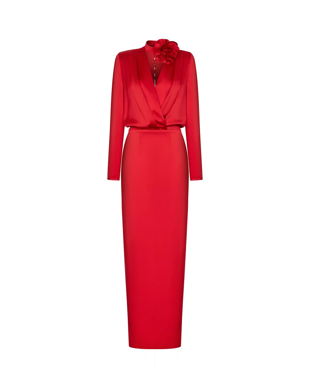 jasmine satin midi dress Jasmine Maxi, red satin maxi dress with a rose – ROSES LACE