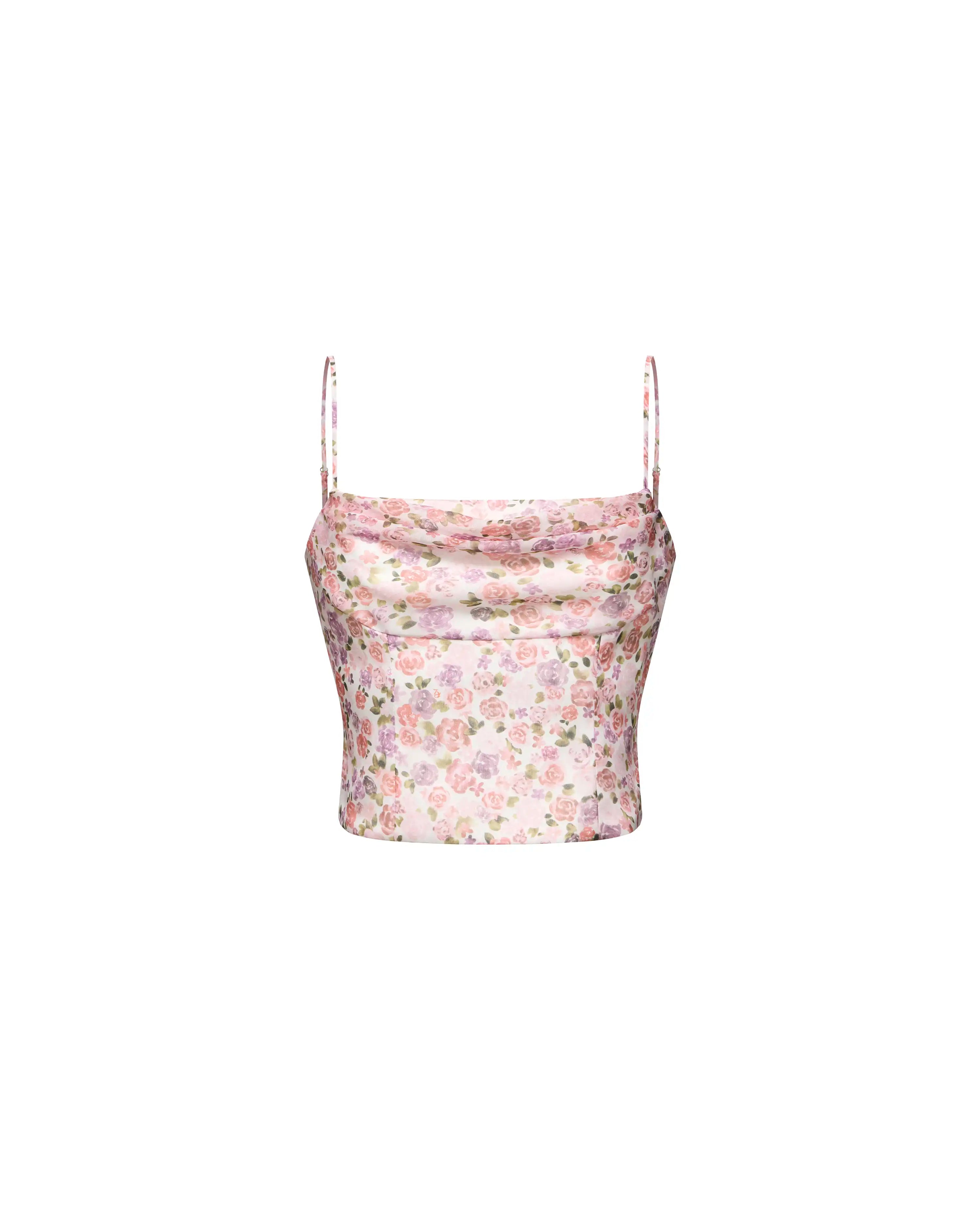 Casey top, top in milky chiffon with a floral print