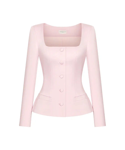 Rachel, jacket made of dense pink satin