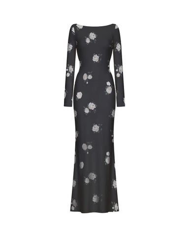 Monet maxi, milky mesh maxi dress with a floral print