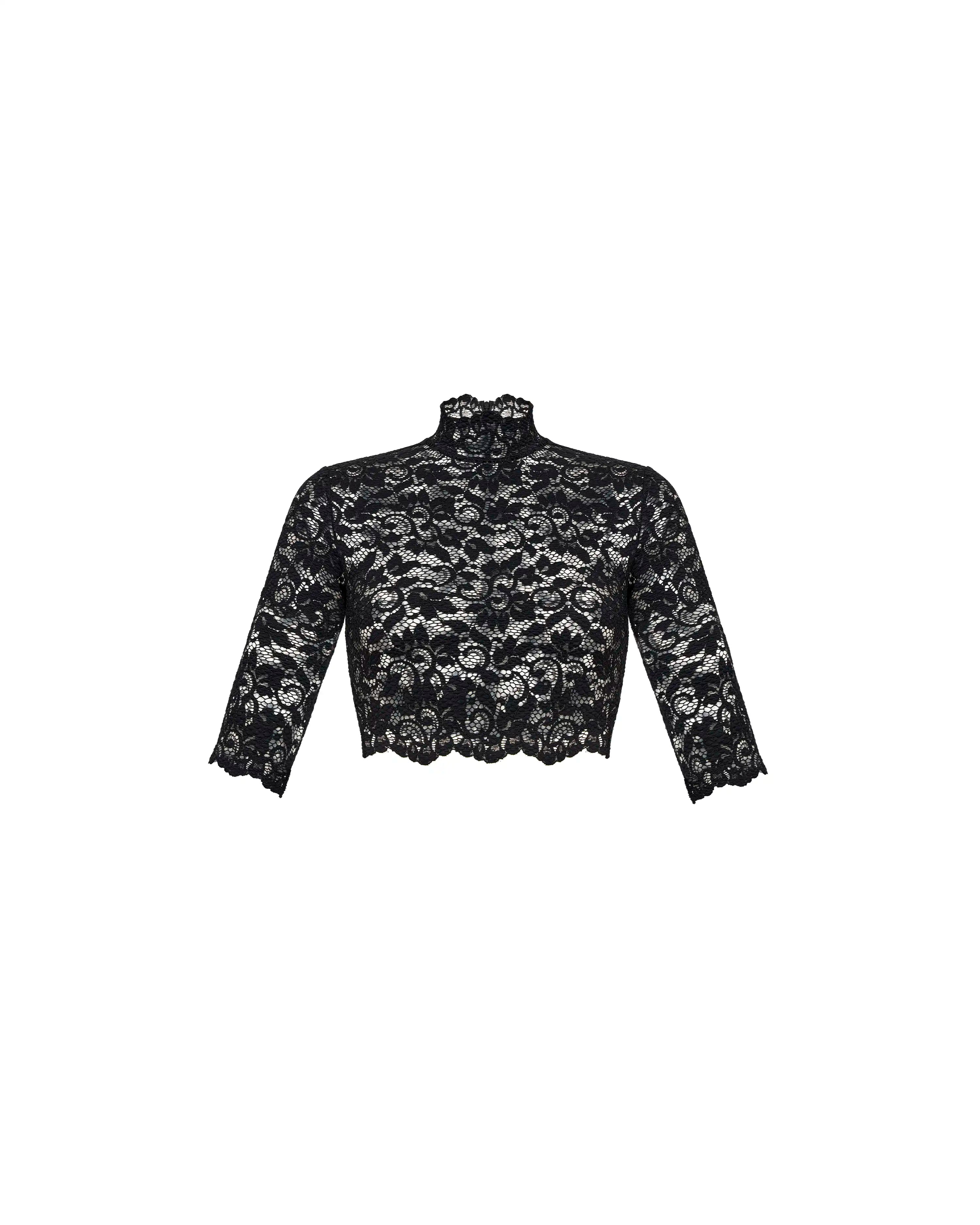 Blye, black lace cropped top