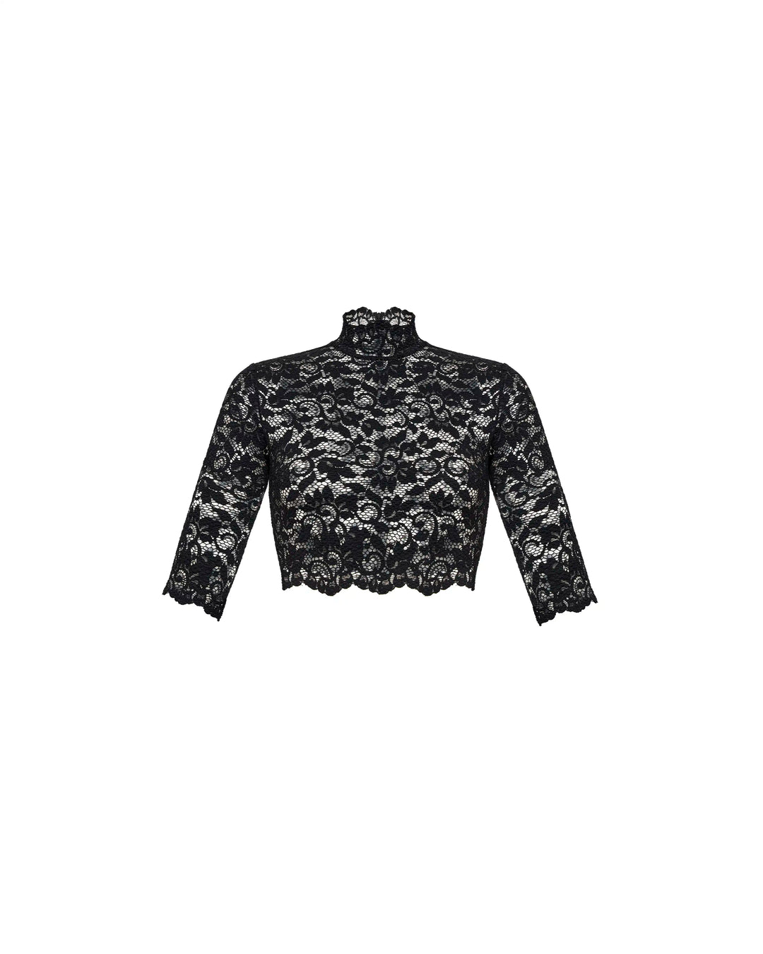 Blye, black lace cropped top