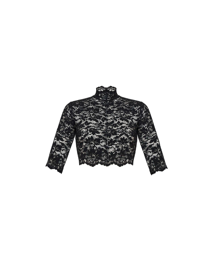 Blye, black lace cropped top
