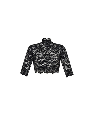 Blye, black lace cropped top