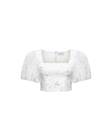 Sofia, milky chiffon top with a floral print