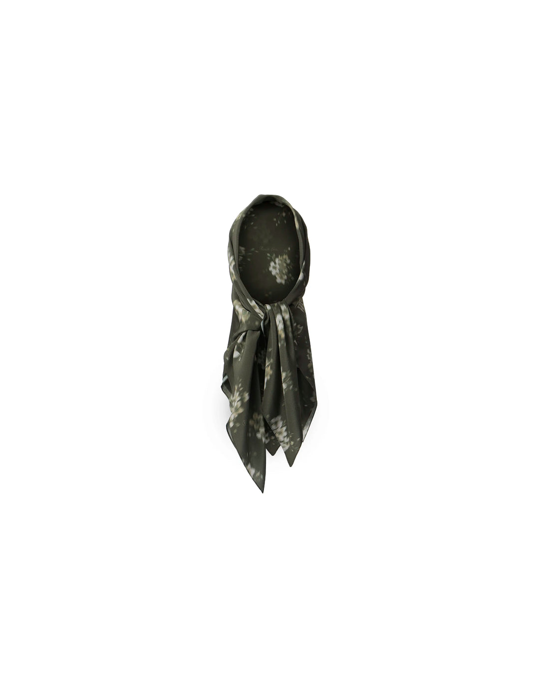 Leticia, khaki crepe de chine headscarf with ivory flowers