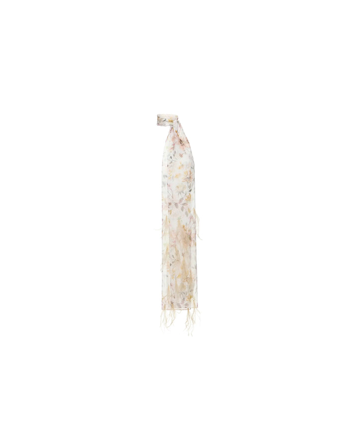 Ifa, milky chiffon scarf with multicolor floral print