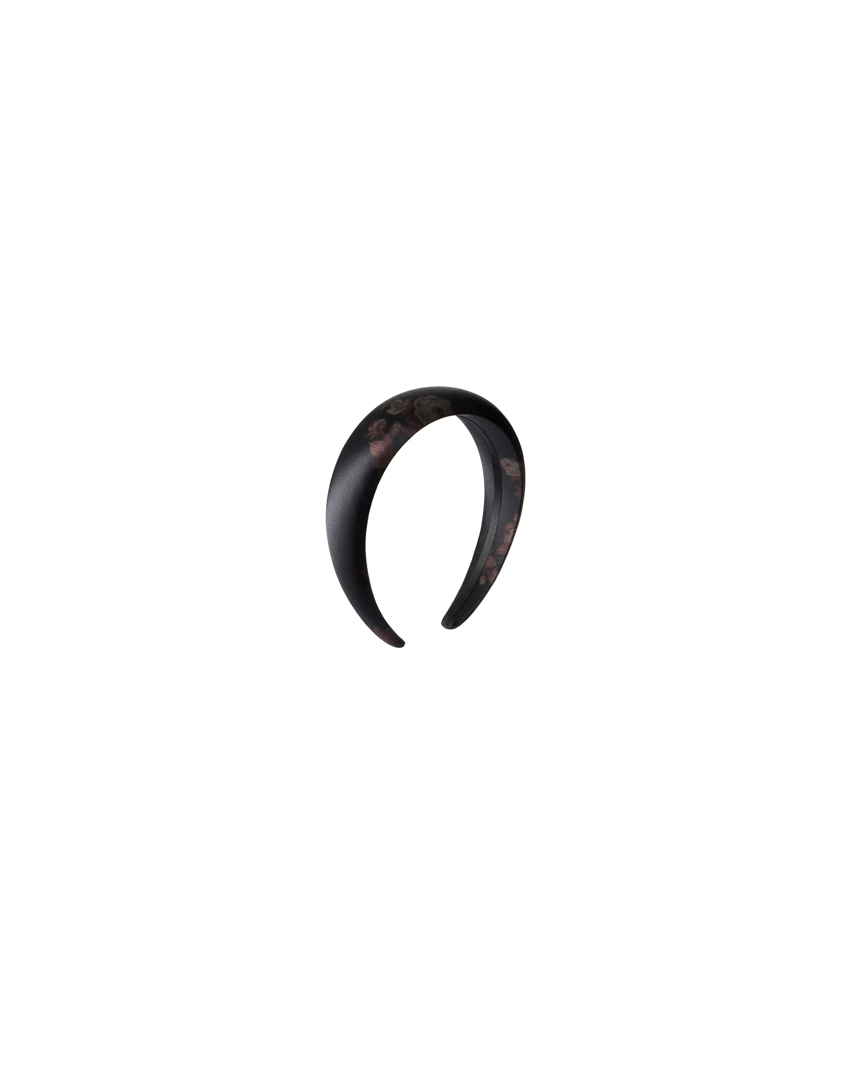 Noelia, black taffeta headband with brown flowers