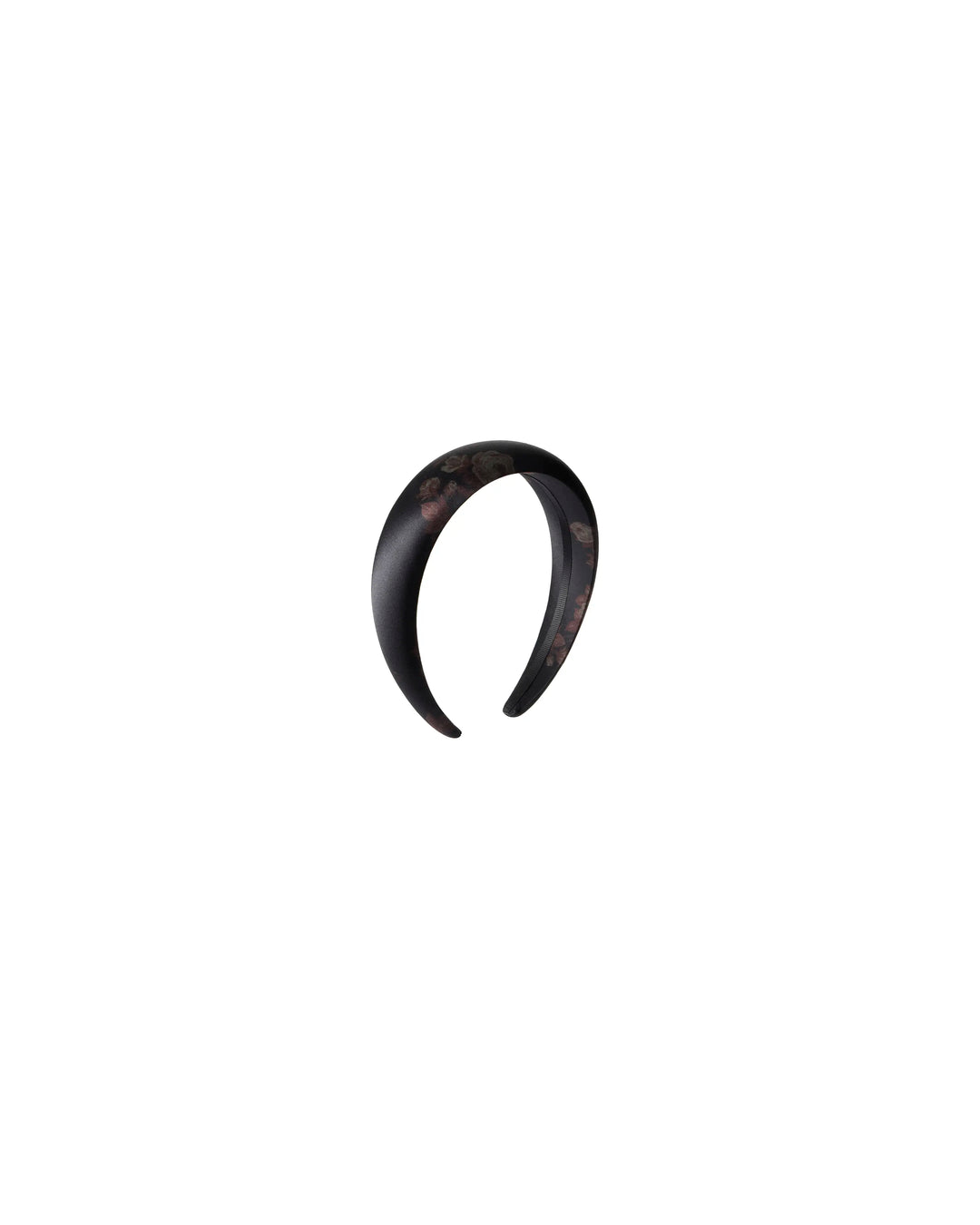 Noelia, black taffeta headband with brown flowers