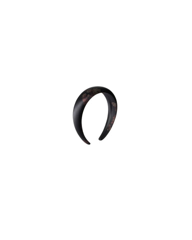 Noelia, black taffeta headband with brown flowers
