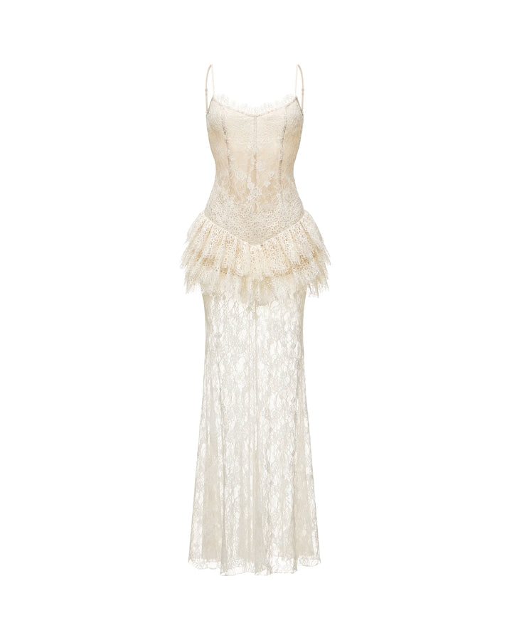Andrea maxi, ivory lace maxi dress