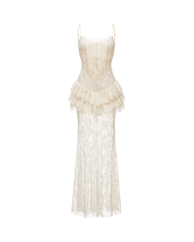 Andrea maxi, ivory lace maxi dress