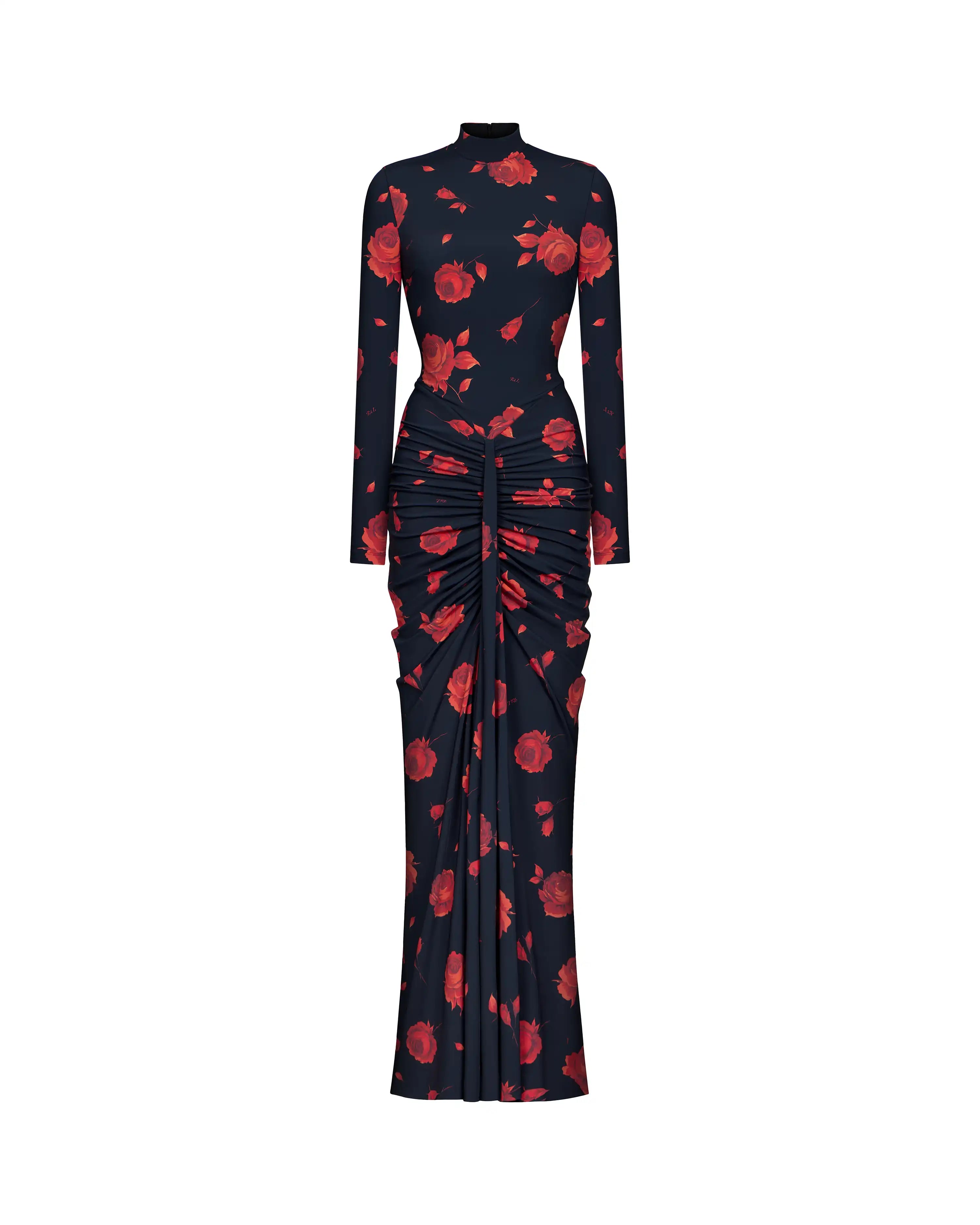 Ivy sleeves, black biflex maxi dress with a floral print