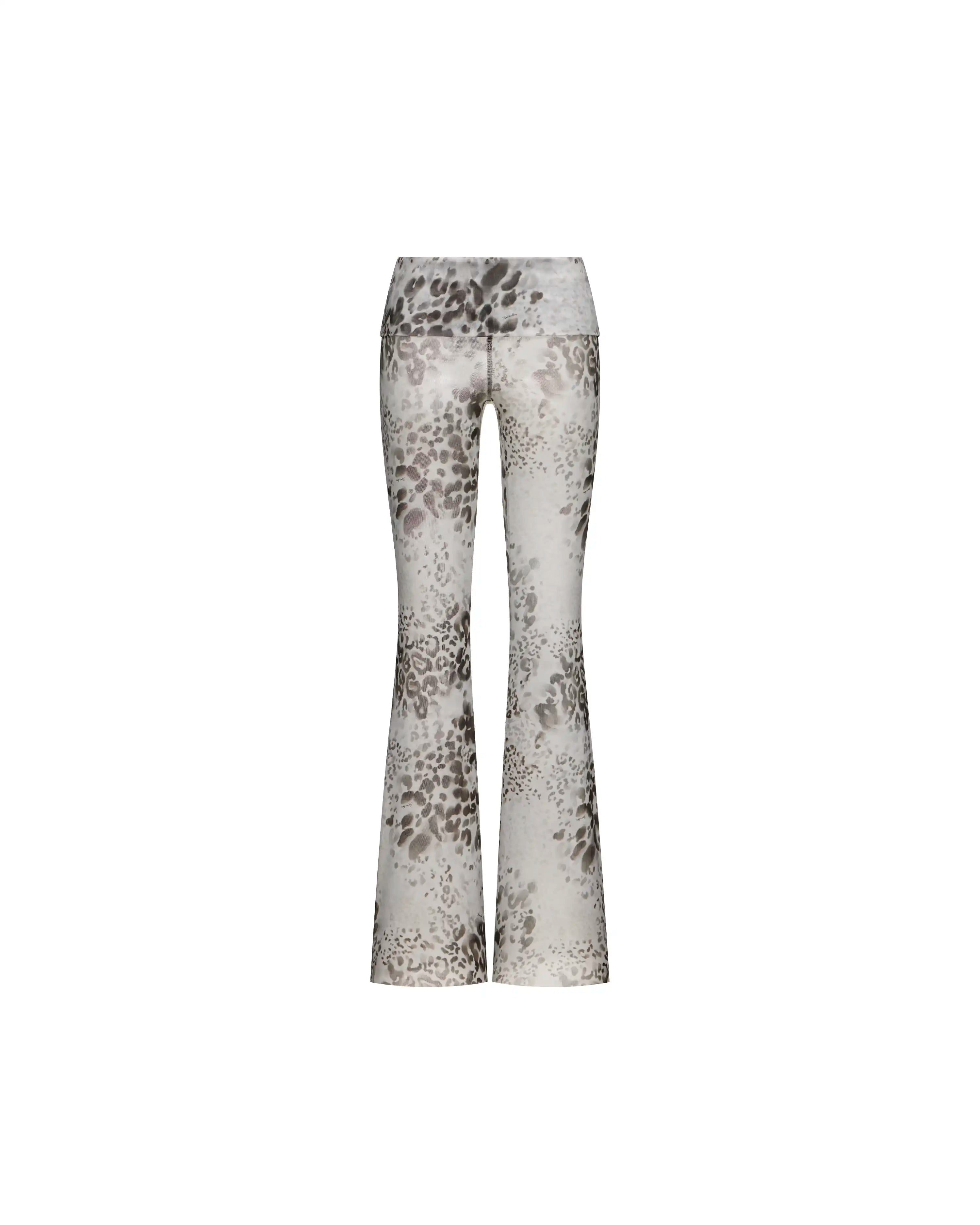 Roberta, ivory mesh pants with animal print