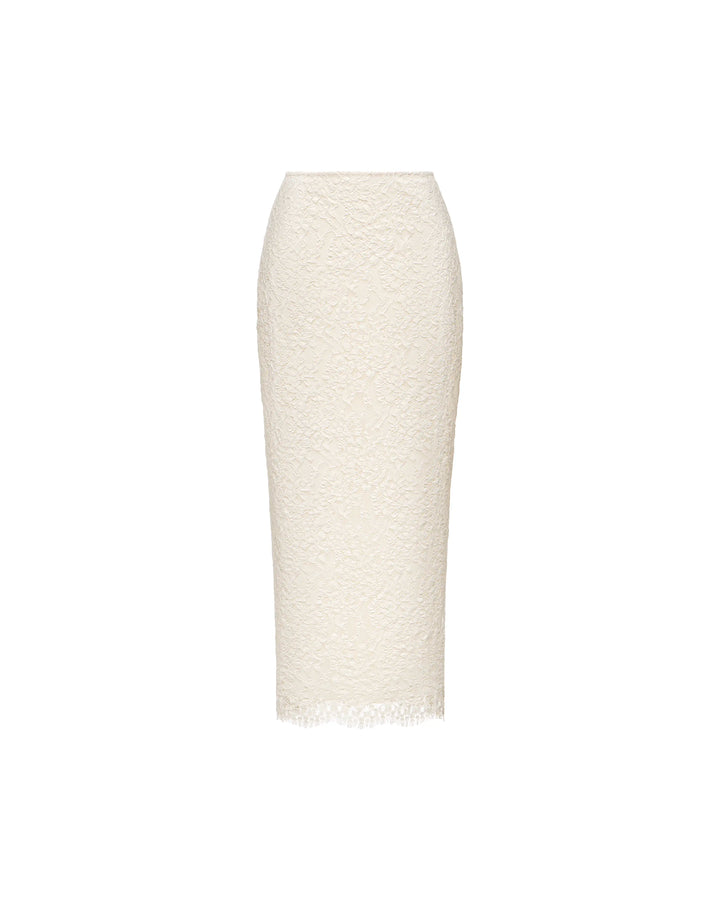 Adrianne midi, ivory lace midi skirt