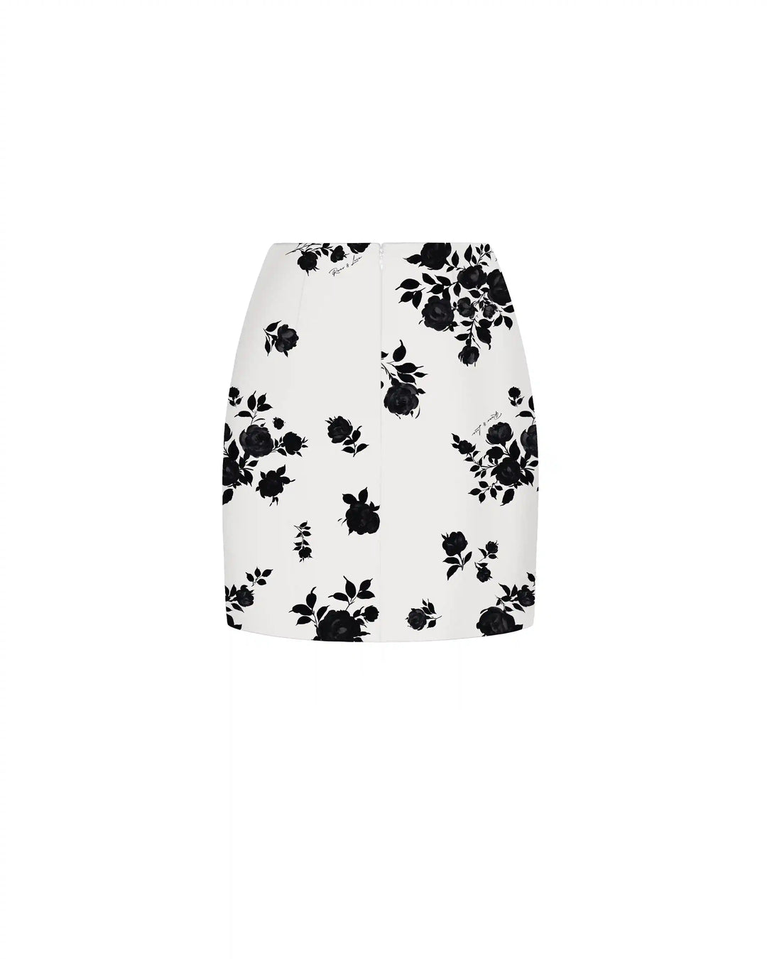 Mona no frill, mini skirt made of ivory crepe de chine with floral print
