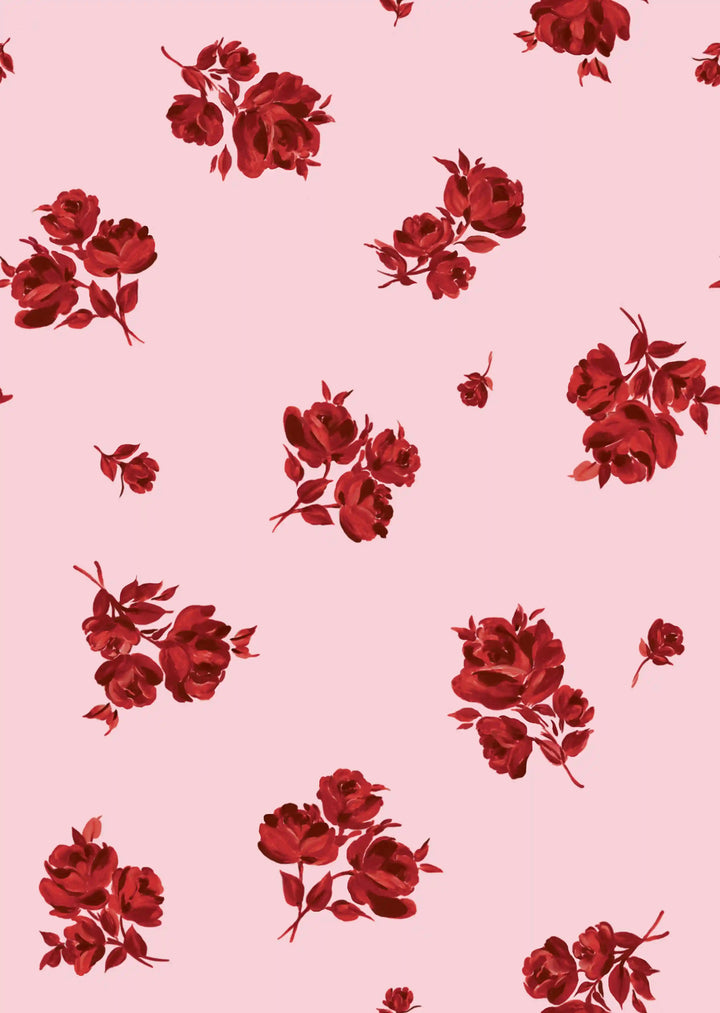 Leah mini, light pink satin mini dress with floral print