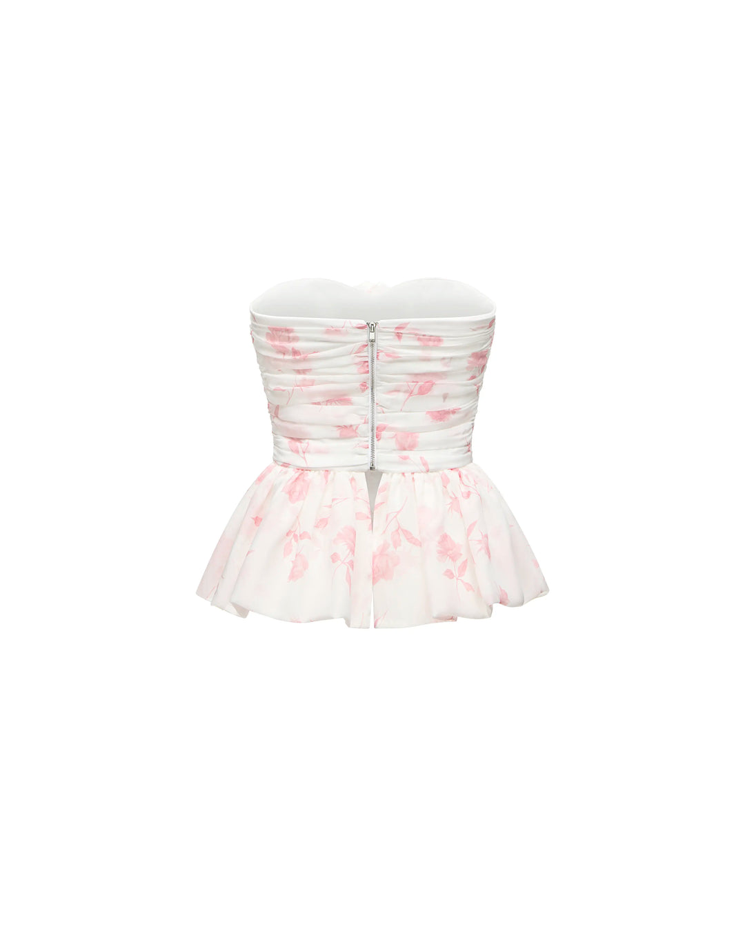 Rosalie, ivory chiffon corset top with medium light pink flowers