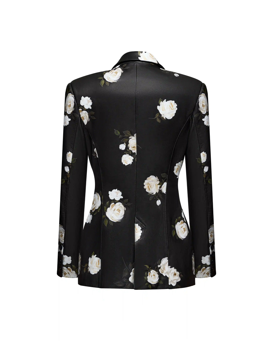 Fila, jacket made of black genuine leather with a floral print