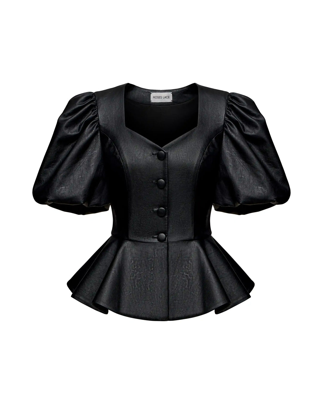 Judy-Kerelin, midi skirt and top made of black eco-leather