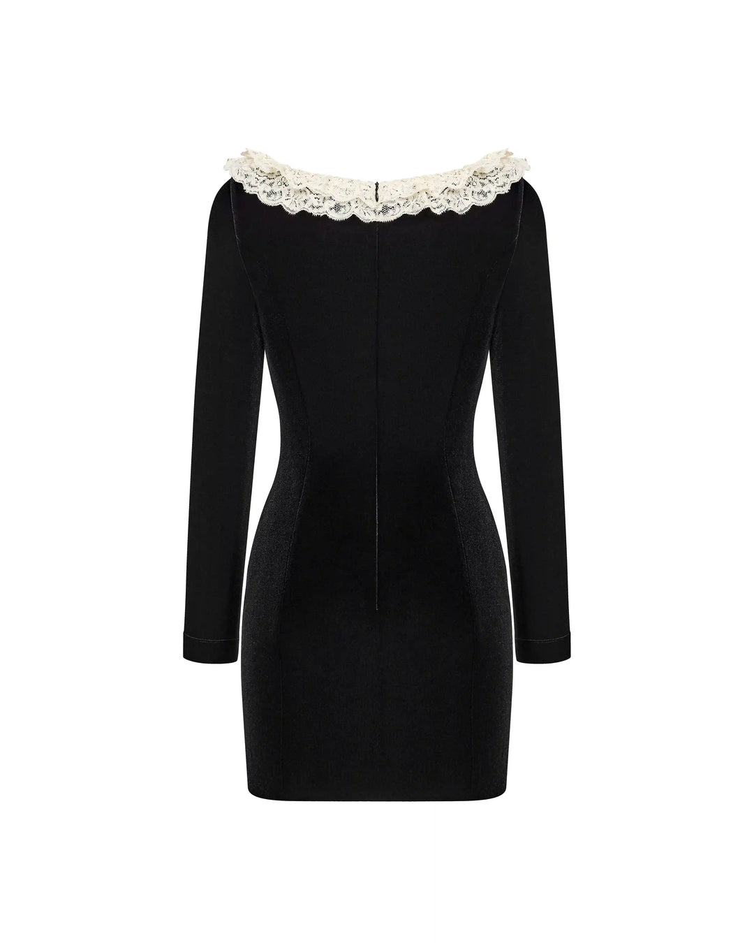 Uma, mini dress with long sleeves made of black velvet