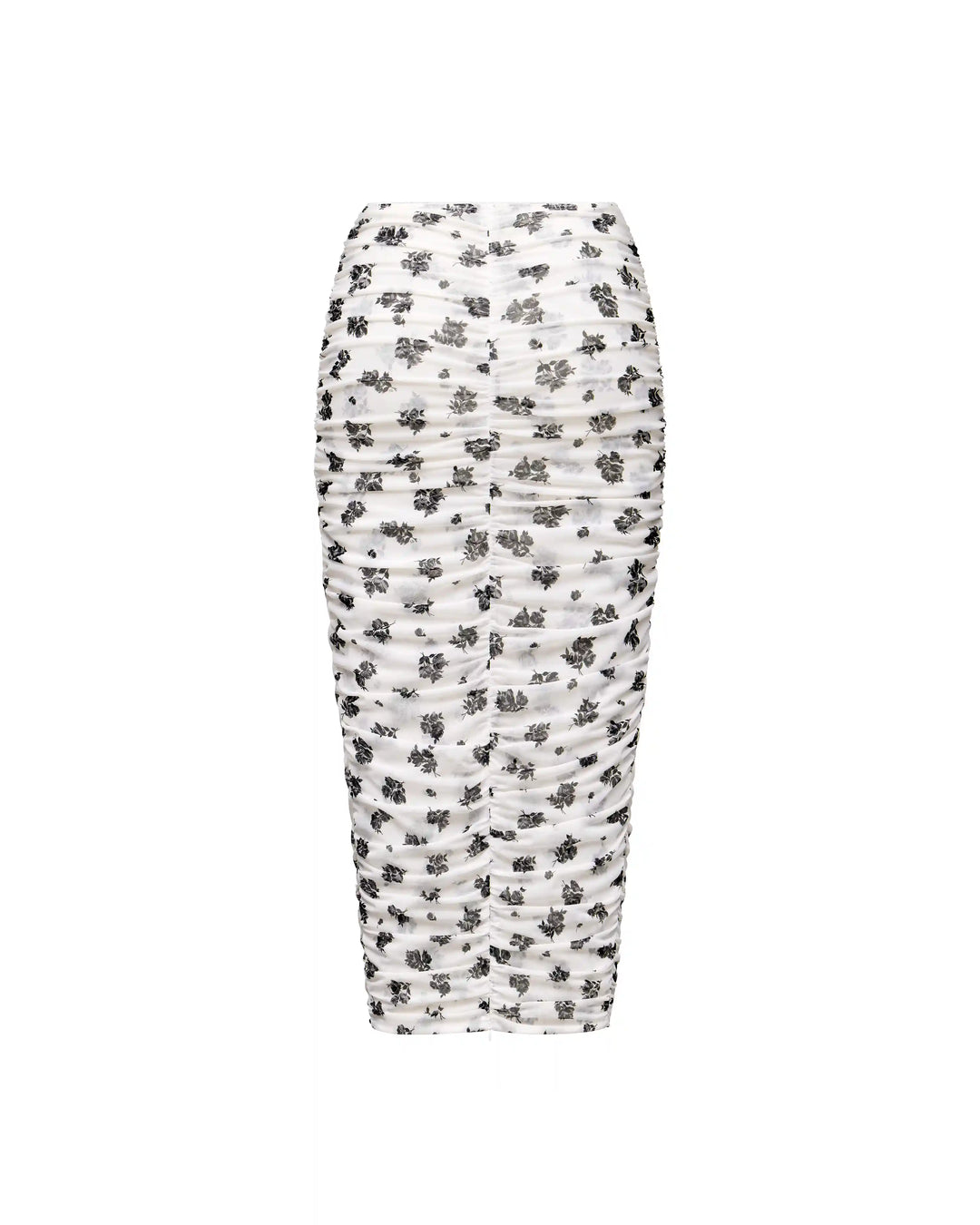 Lia midi, midi skirt made of ivory mesh with floral print