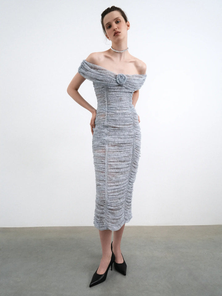 Fibi midi, blue lace midi dress